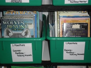 CIA Book box organization in classroom for students