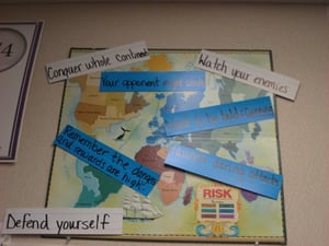 Students use the game Risk to help understand the strategies Peter is using in the book