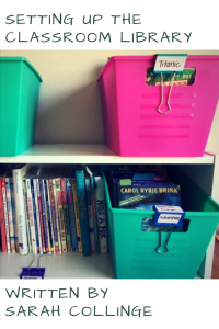 Setting up the classroom library by Sarah Collinge