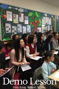 Demo lesson with students in classroom at Hou Kong Premier School