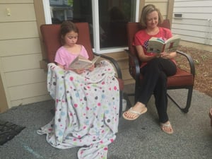 mother and daughter reading together